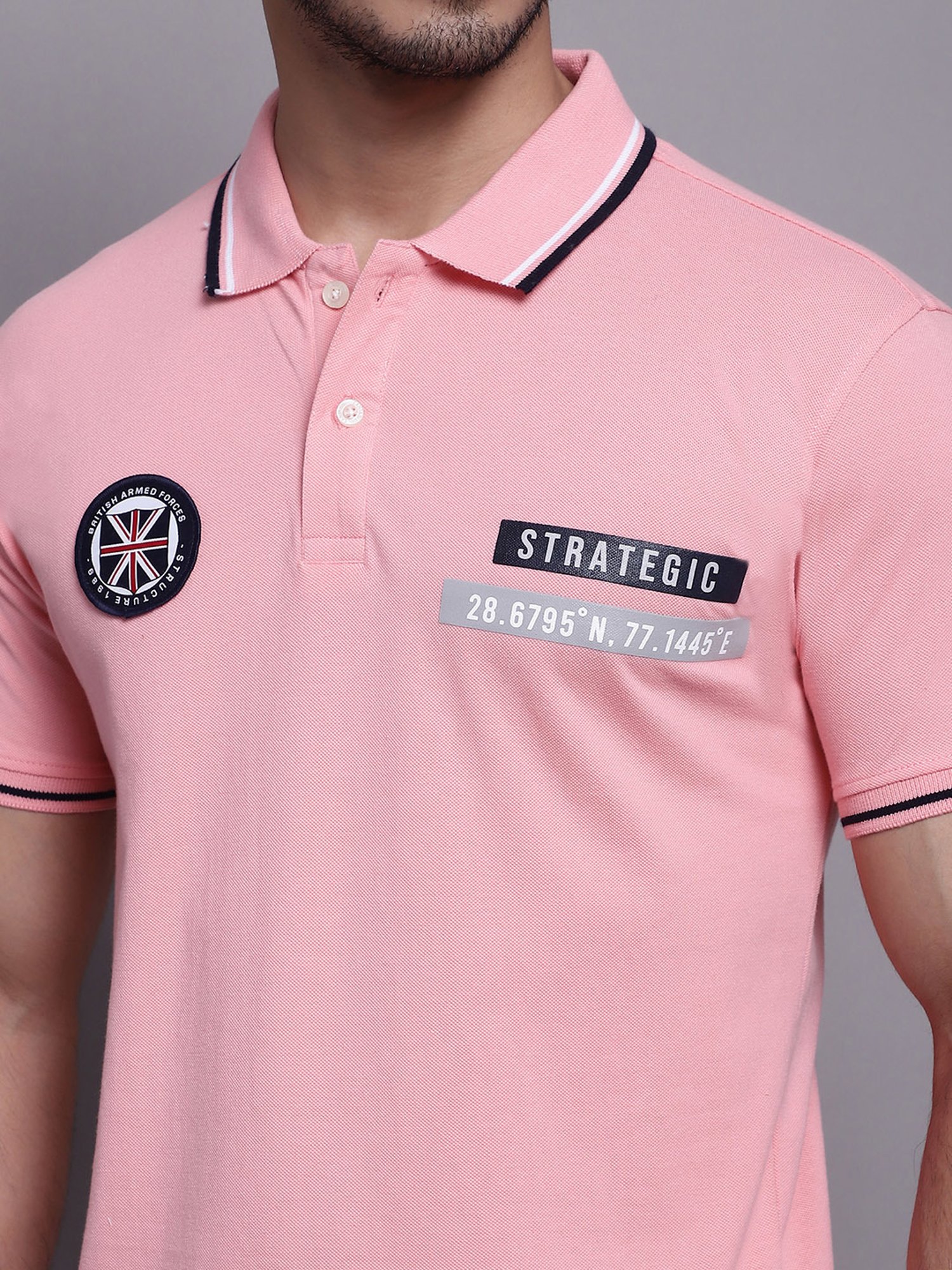 Cantabil Pink Regular Fit Polo T-Shirt