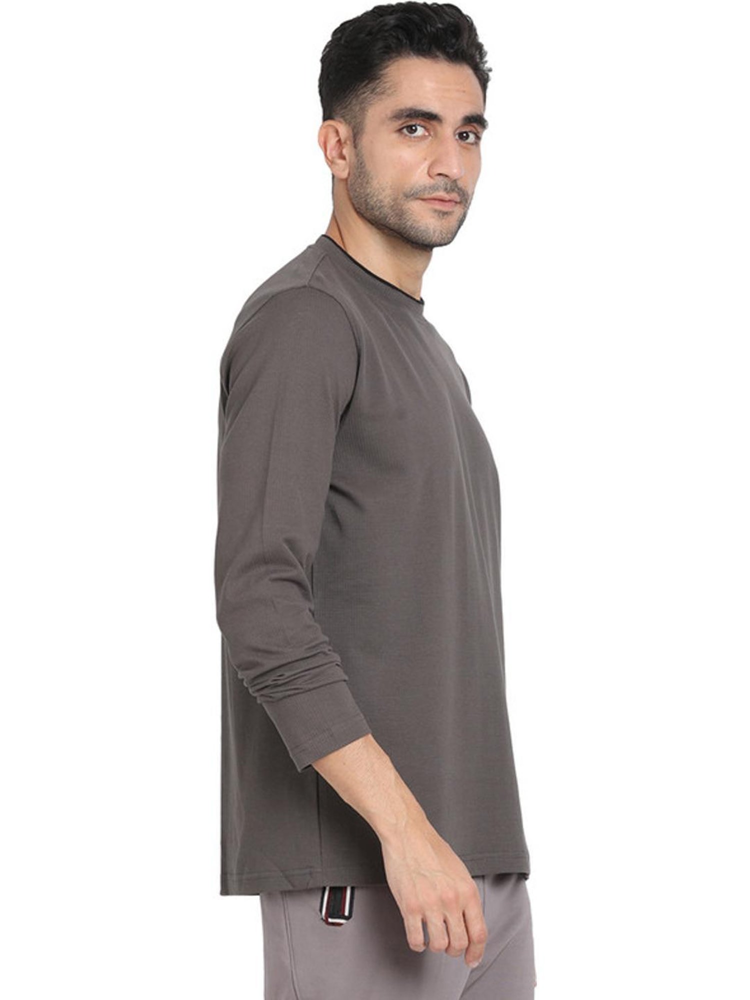 Turtle Grey Cotton Slim Fit T-Shirts