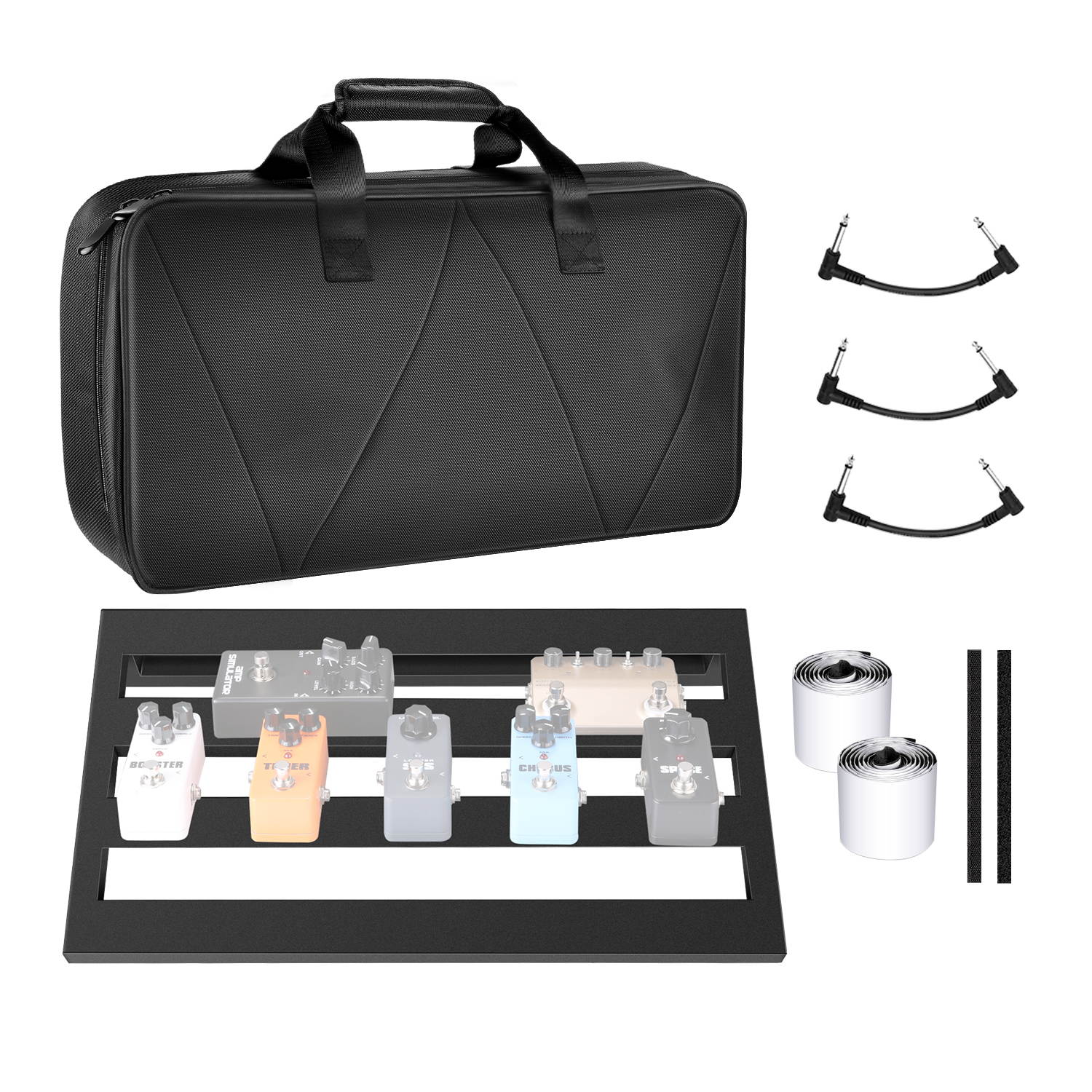 Neewer Large Aluminum Alloy Pedal Board with Durable Carry Bag and Fastening Tape, 50x28 Centimeters/ 20x11 Inches Lightweight Board for Guitar Effect Pedals