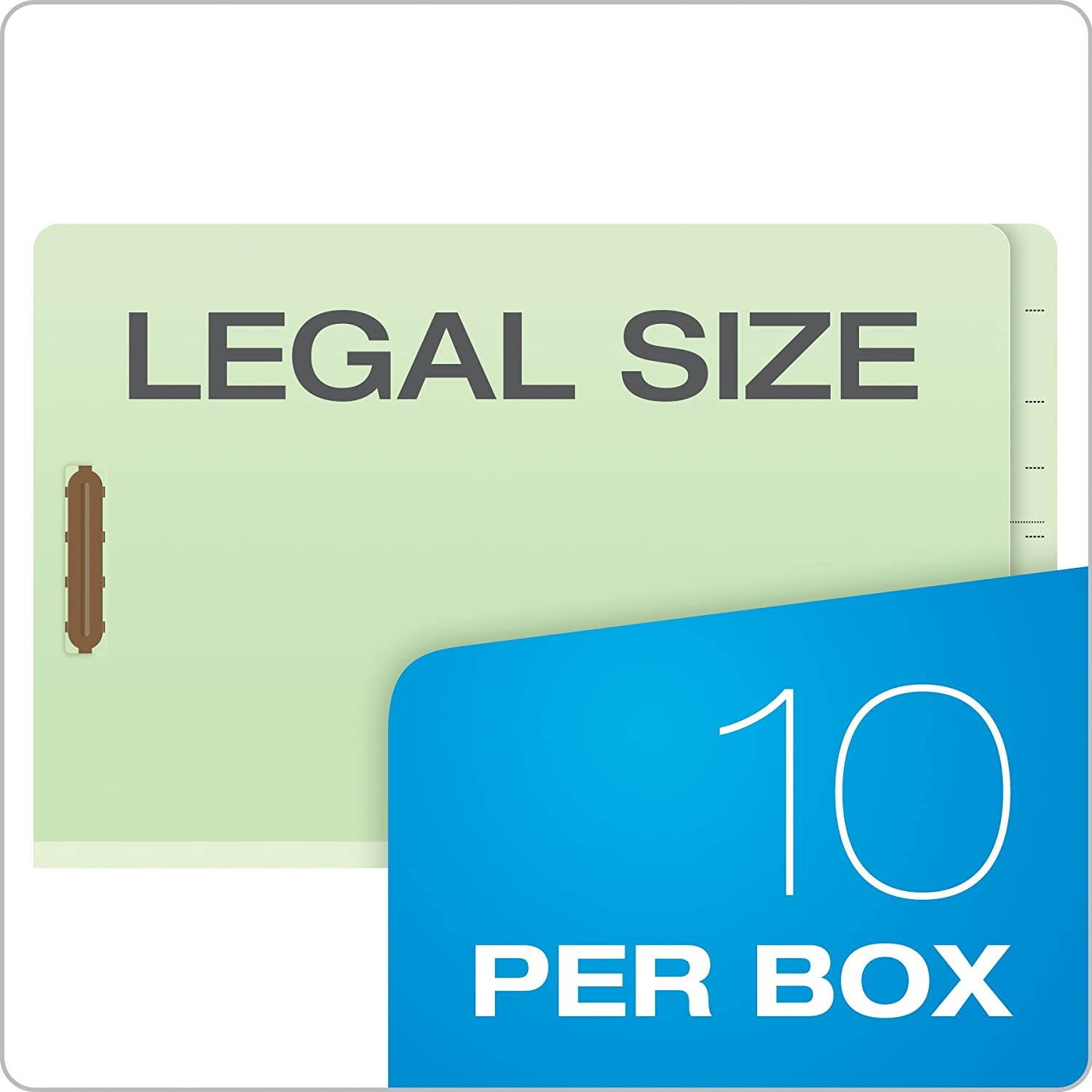 Pendaflex Pressboard End-Tab Classification Folders, Legal Size, 2 Dividers, 2.5" Expansion, Light Green, 10/BX (23324)