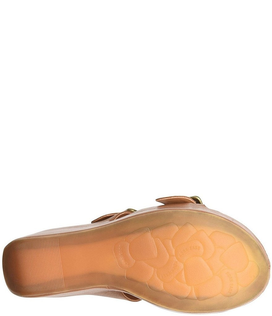 Kork-Ease Grace Leather Buckle Strap Platform Wedge Slide Sandals