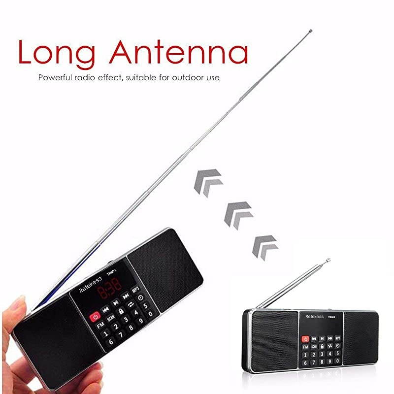 TR602 Digital Radios, Radios Portable AM FM, Stereo Rechargeable Radio Supports TF USB Port, Sleep Timer and Hand-Free for Home or Outdoor