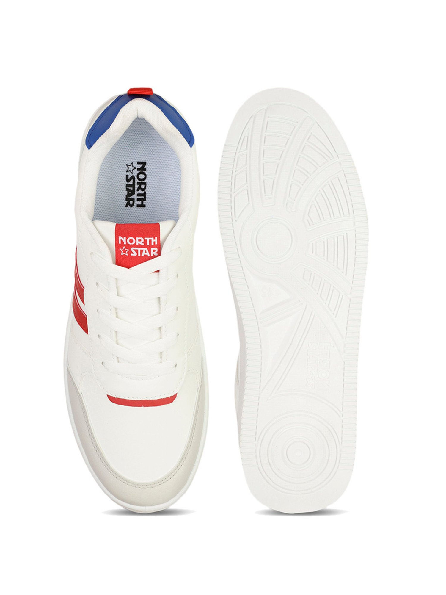North Star by Bata Men's White Casual Sneakers