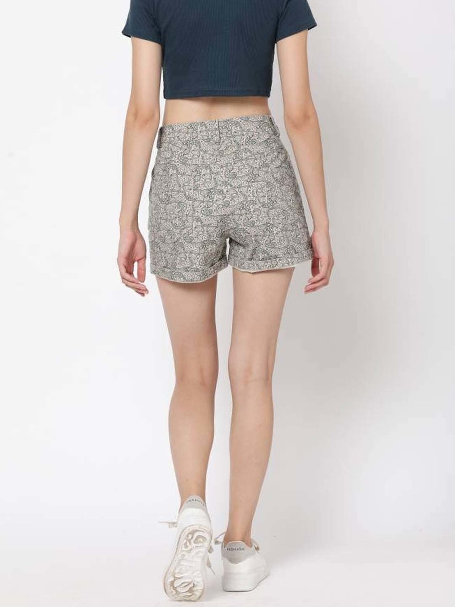VASTRADO Beige Cotton Printed Shorts