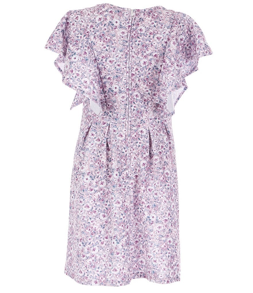 Poppies and Roses Big Girls 7-16 Flutter-Sleeve Ditsy Floral A-Line Dress