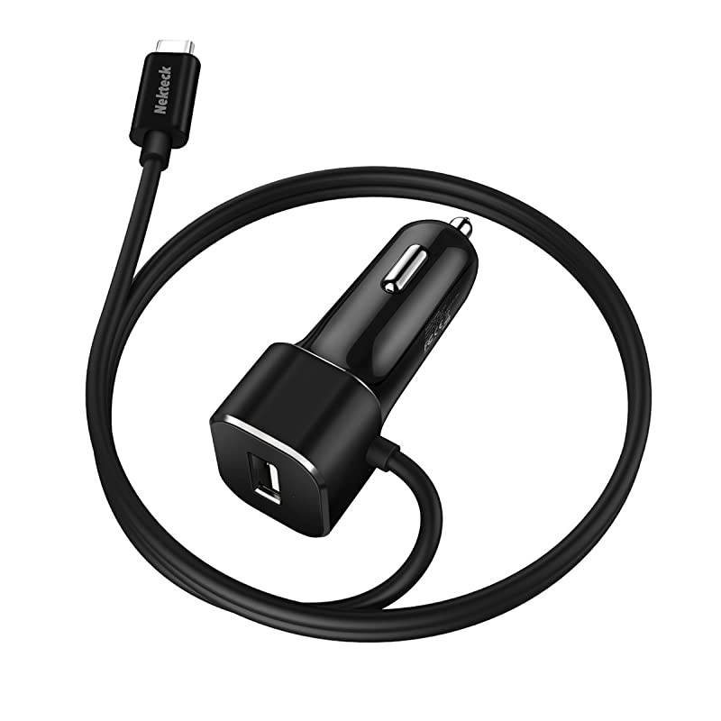 USB Type C Car Charger  27W USBC Car Charger Adapter with Integrated Builtin TypeC 31 Cord and USB Port for Samsung Galaxy S10S9Note Series Pixel 3XL iPhone8 LG Nexus HTC and More