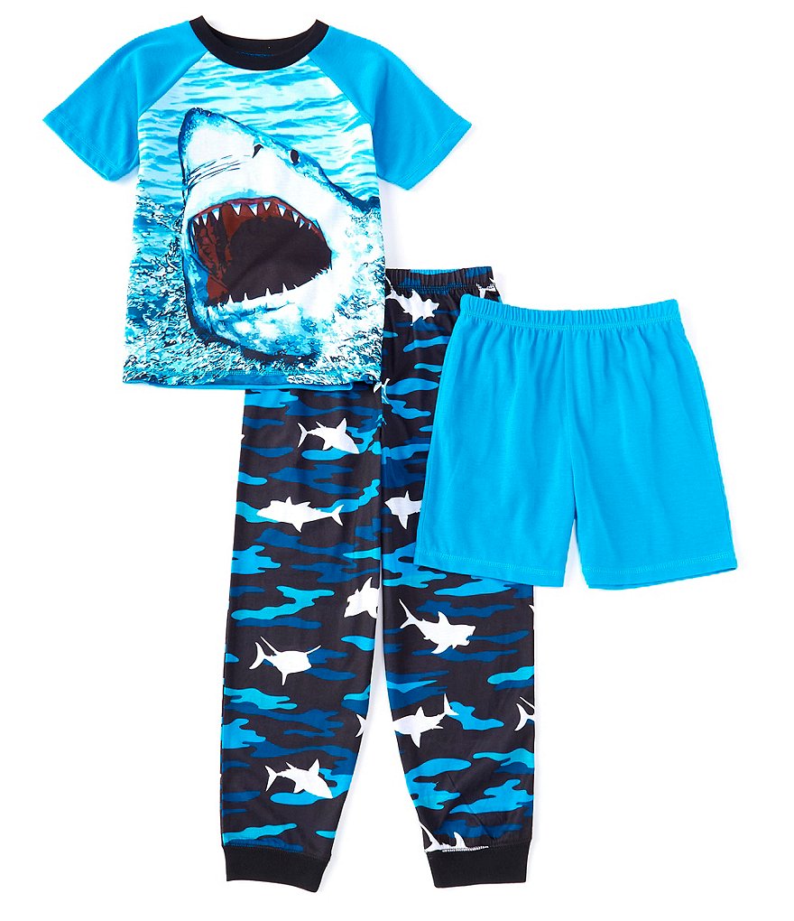 Komar Kids Little/Big Boys 4-16 Sharks 3-Piece Pajamas Set