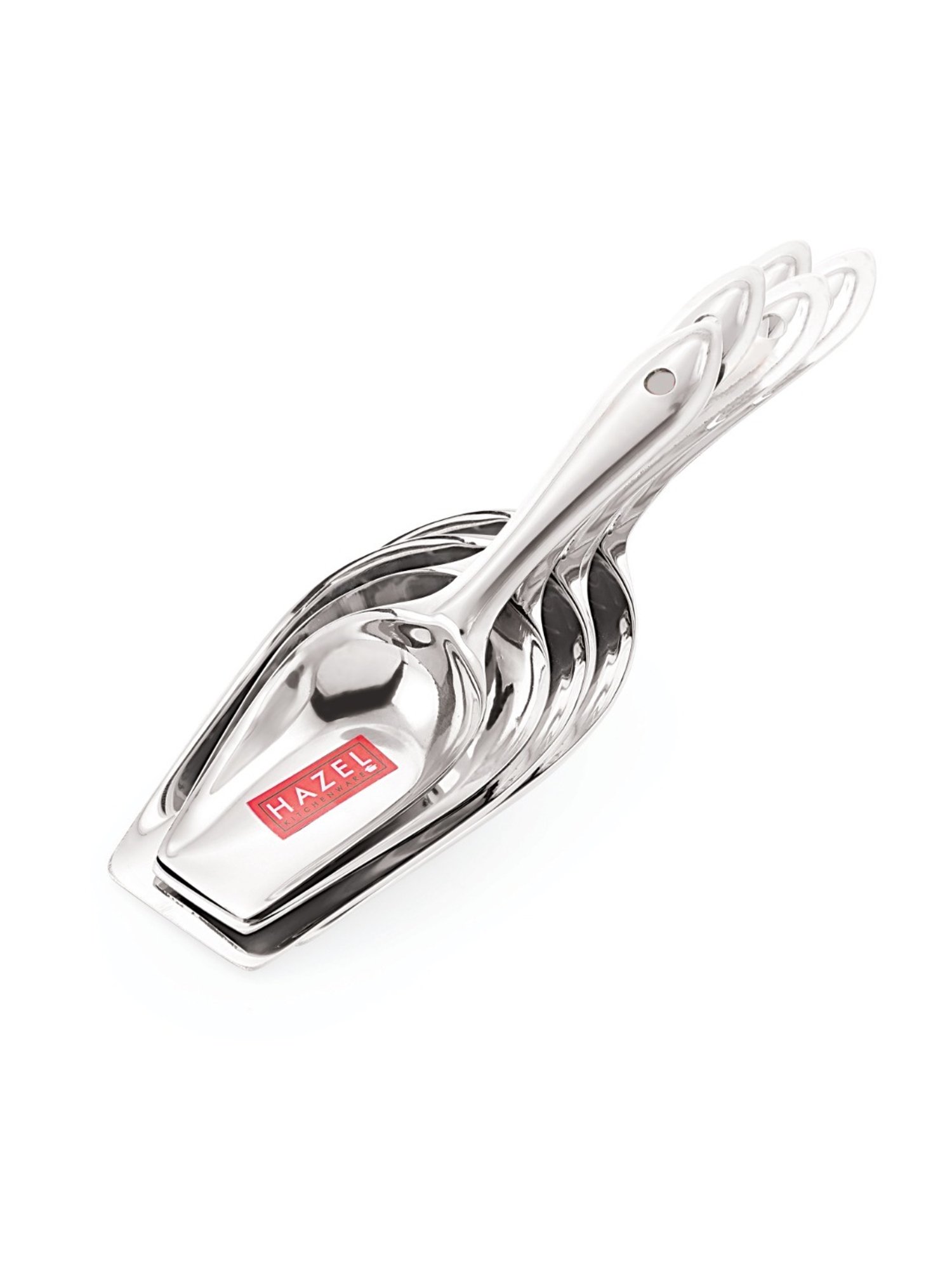 HAZEL Silver Stainless Steel Kitchen Scoop for Grocery - Set of 5
