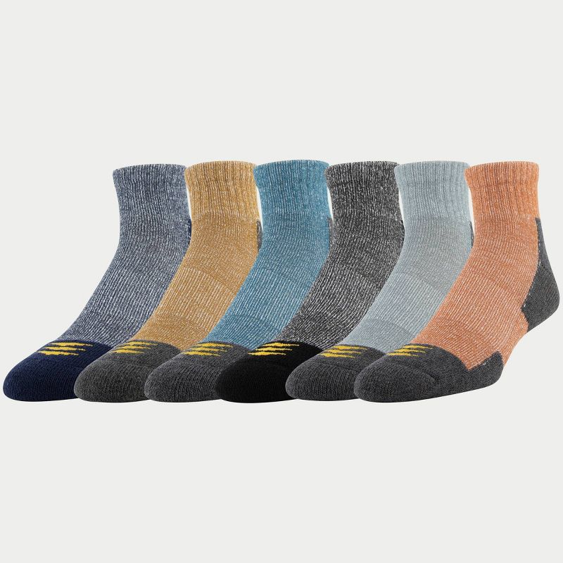 PowerSox Men's Workwear 6pk Quarter Athletic Socks - Rust/Teal 6-12.5