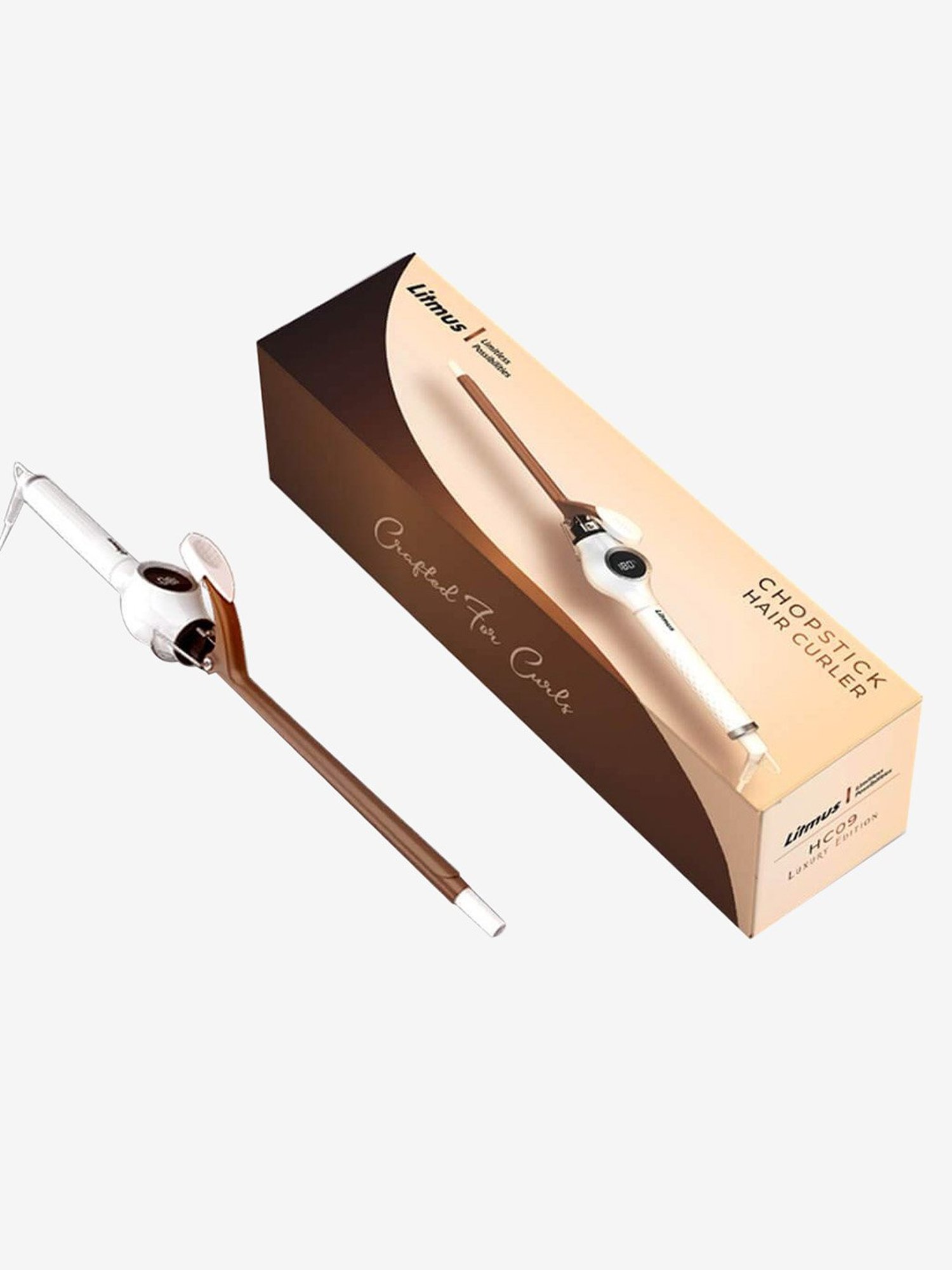 Litmus HC09 Professional Chopstick Hair Curler (White/Bronze)