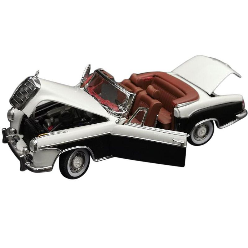 1958 Mercedes Benz 220 SE Convertible Ivory White and Black 1/18 Diecast Model Car by SunStar