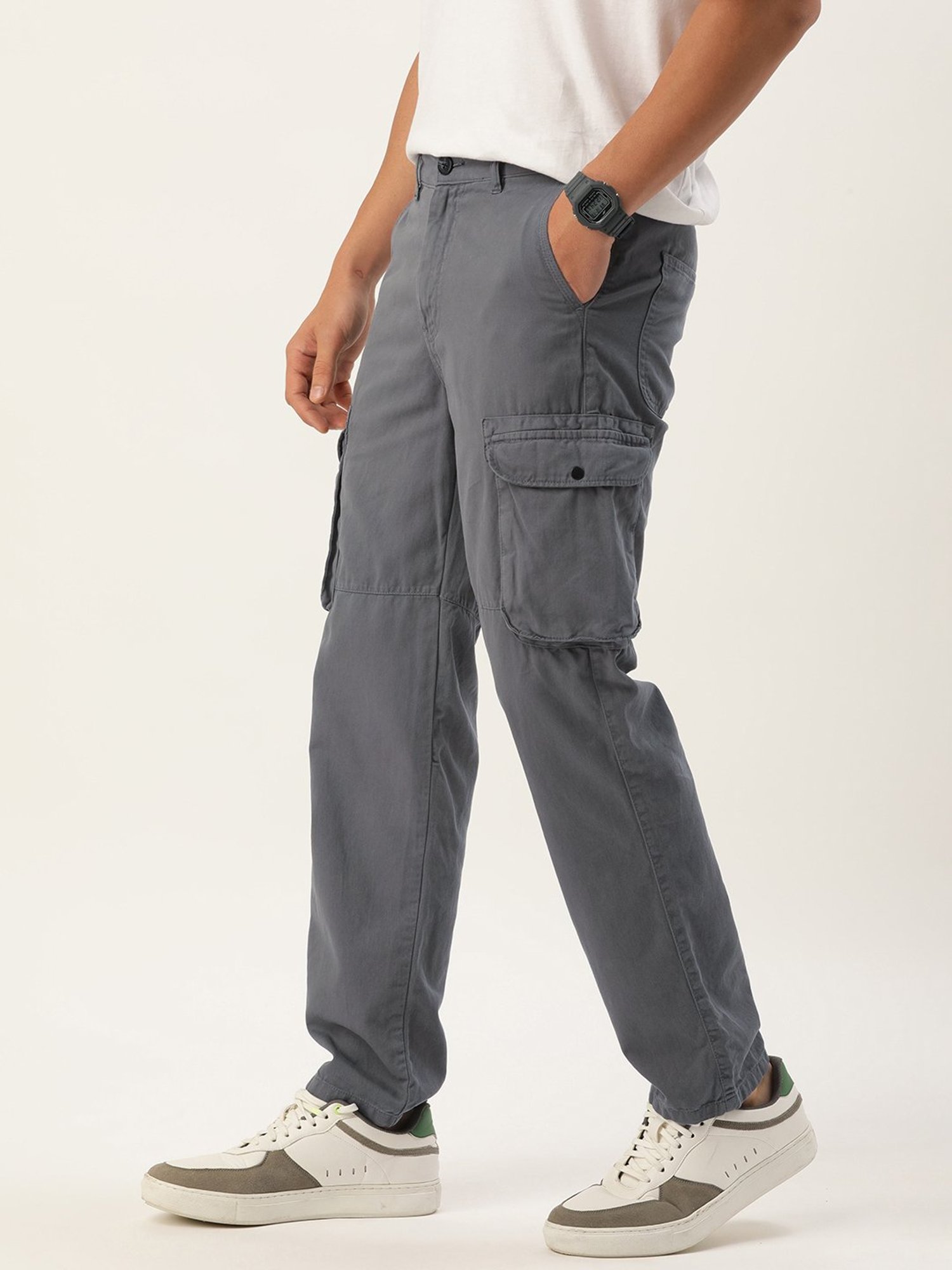 IVOC Grey Regular Fit Cotton Cargos