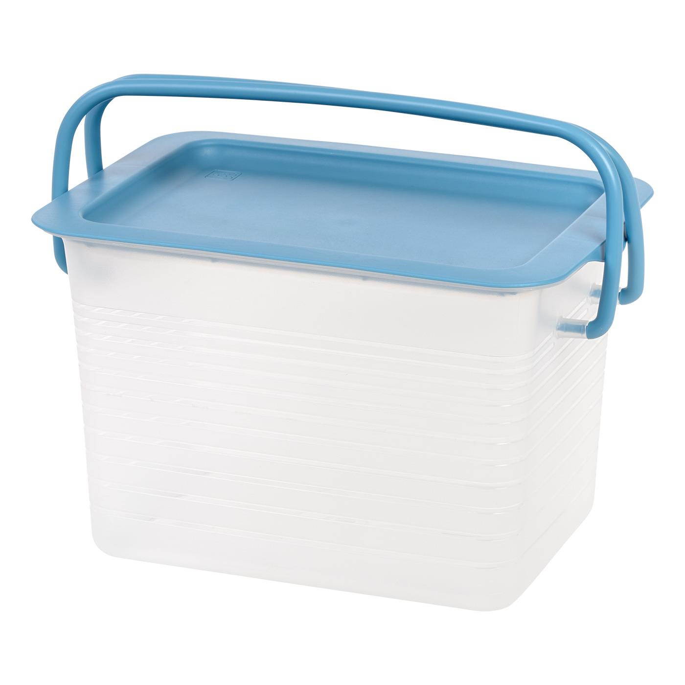 IRIS Small Stacking Basket with Blue Handles, 1 Pack