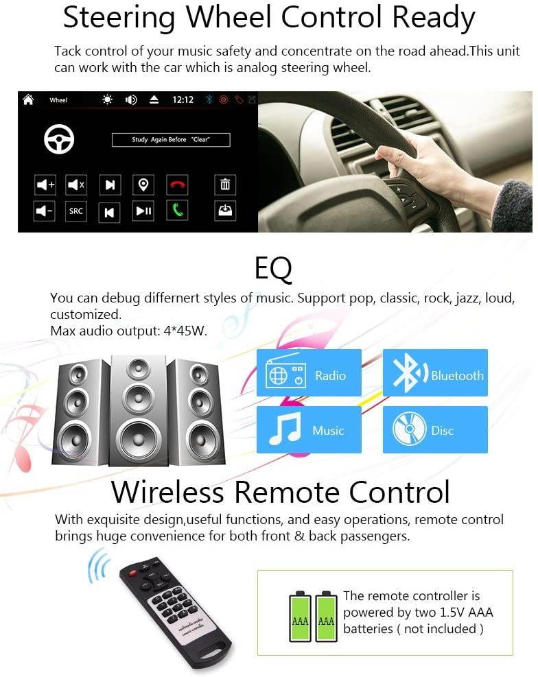 Double Din Car Stereo GPS Navigation System DVD Player Bluetooth 2 Din Car Radio Capacitive Touch Screen + Free Backup Camera Support SWC USB SD 1080P Wireless Remote Control Car Logo Multi Language