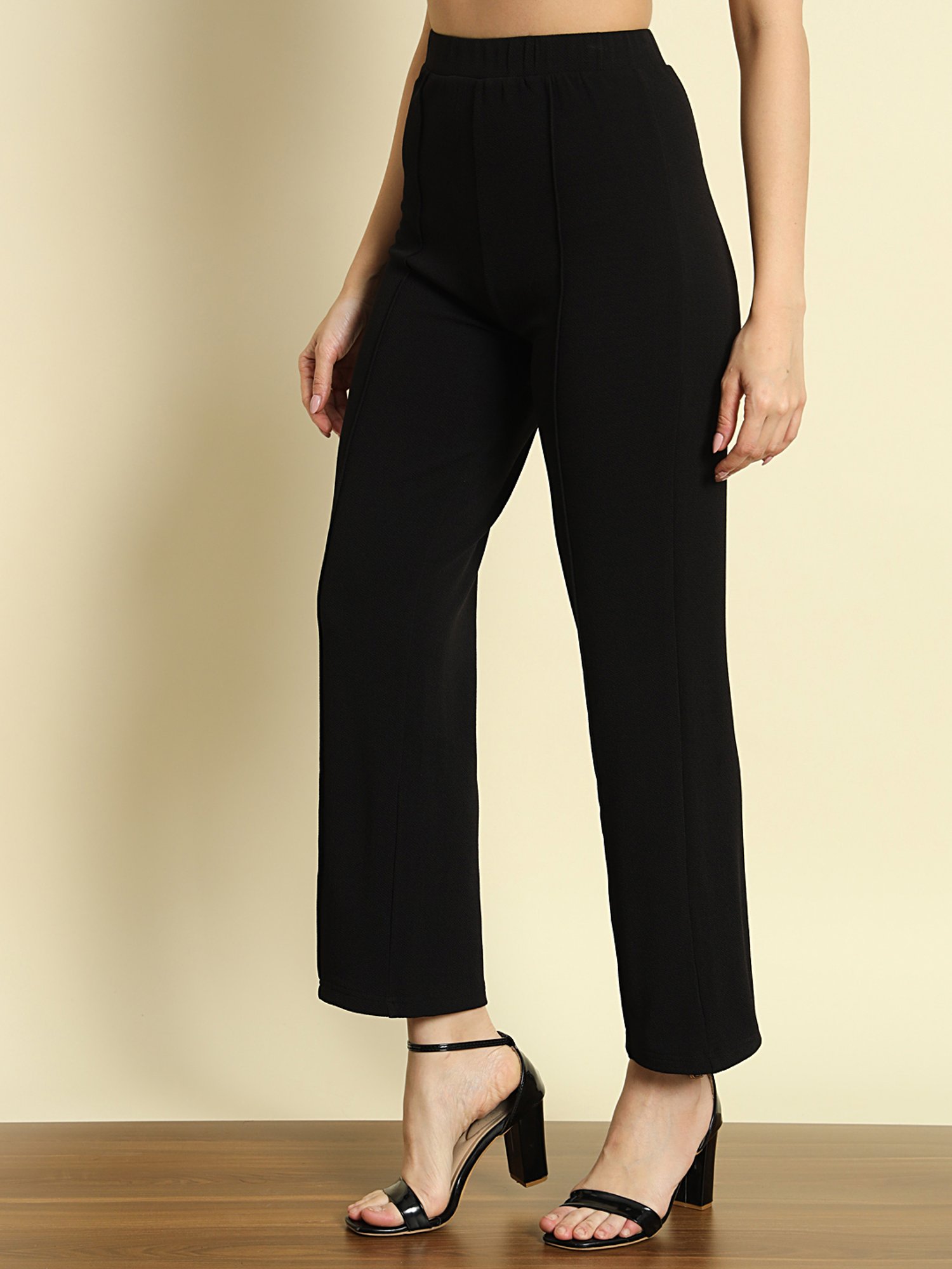 Trend Arrest Black Straight Fit High Rise Trousers