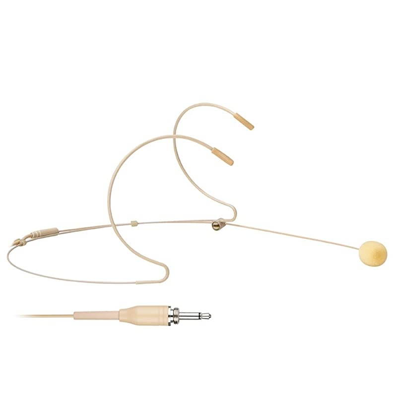 Microphone Headset Discreet Headworn Earset Over Ear Mic for Wireless System Bodypack Transmitter, Ideal for Lectures, Live Performance, Theater, Podcasts &ndash; Beige