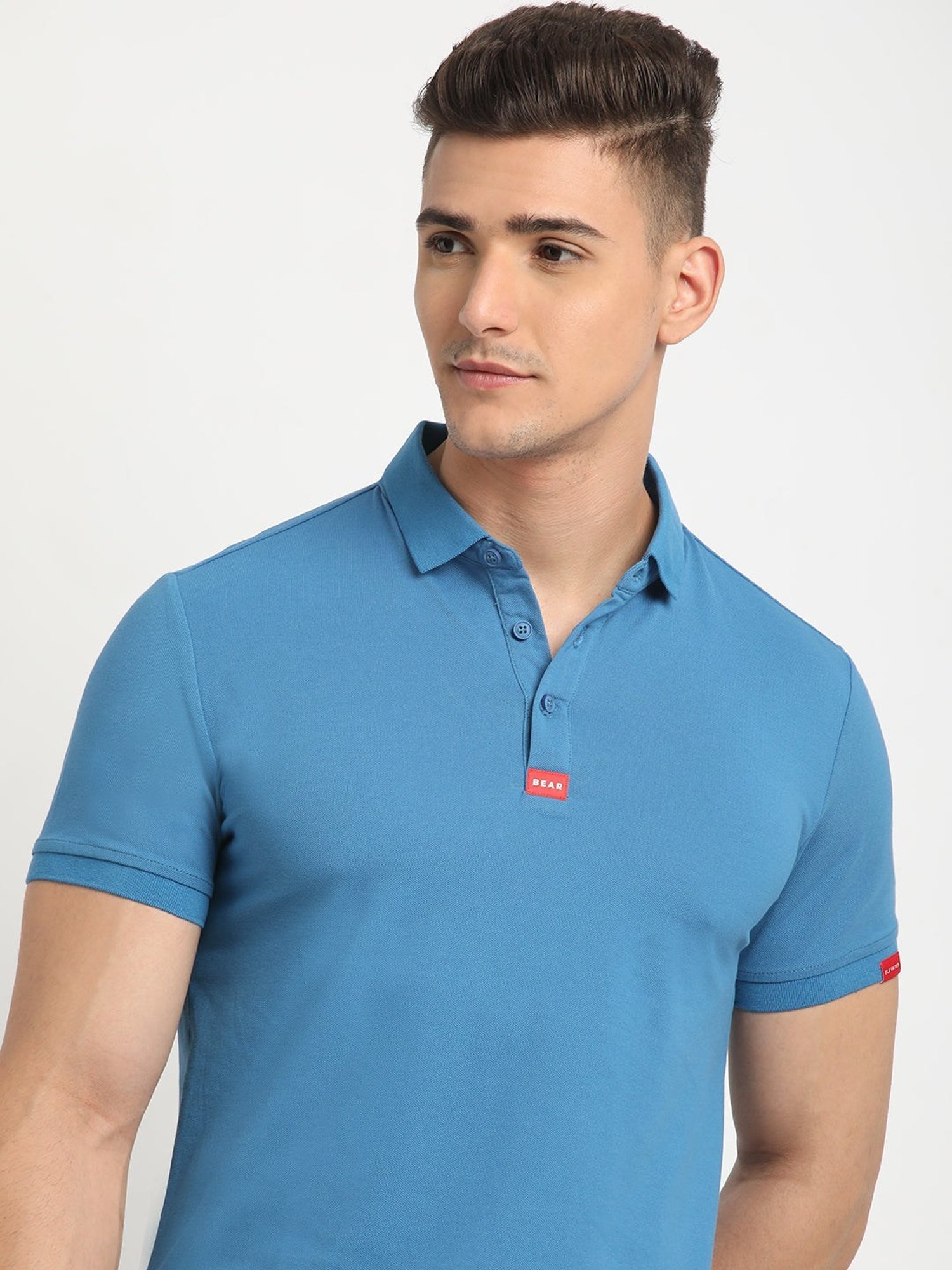 The Bear House Blue Slim Fit Polo T-Shirt