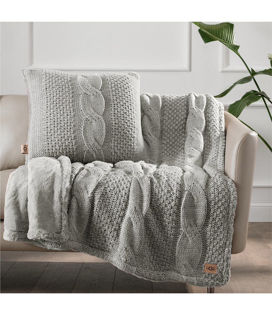 UGG Erie Cable Knit Faux Fur Throw