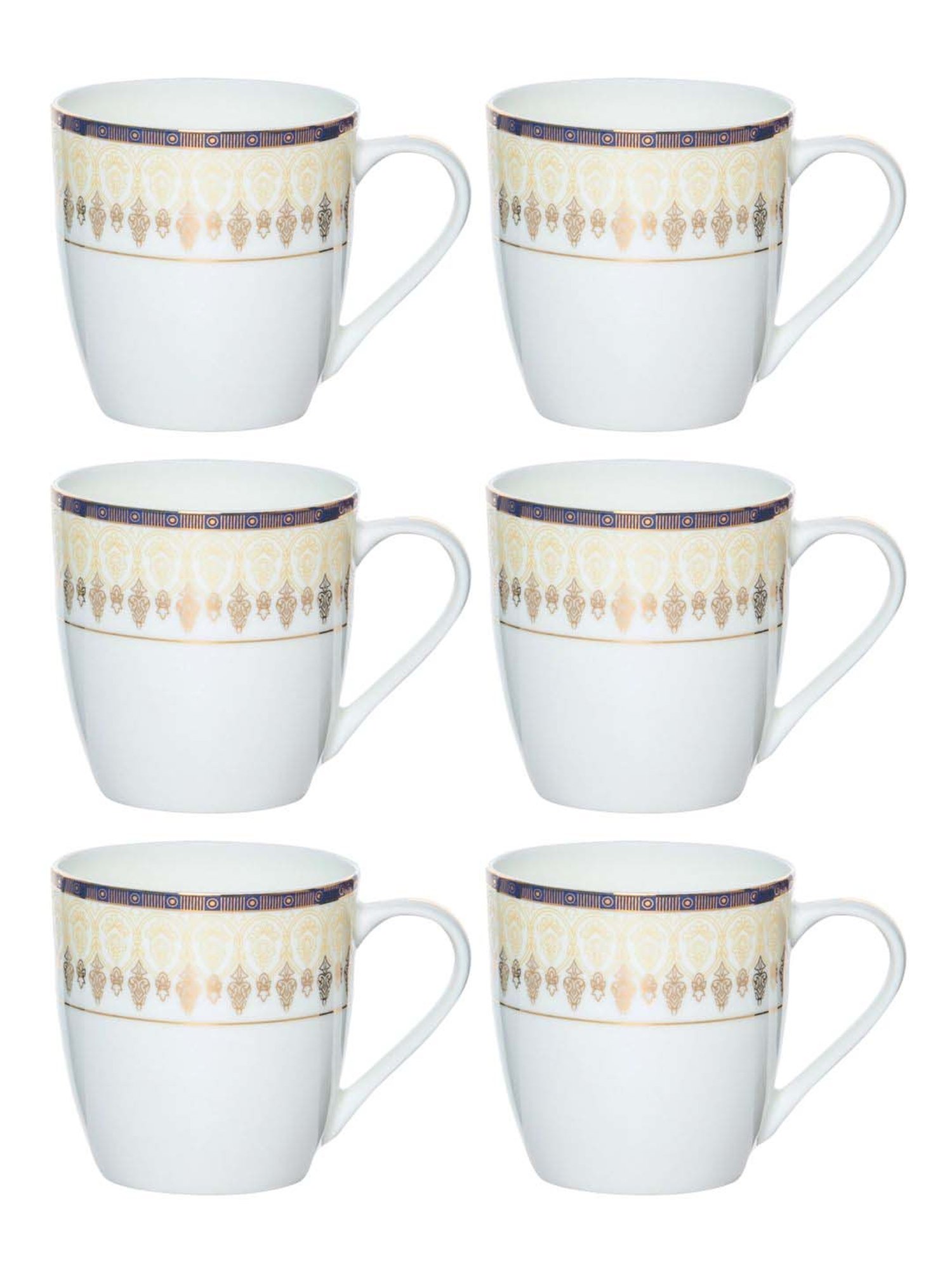 SONAKI White & Golden Bone China Tea Cup (0.17 L) - Set of 6