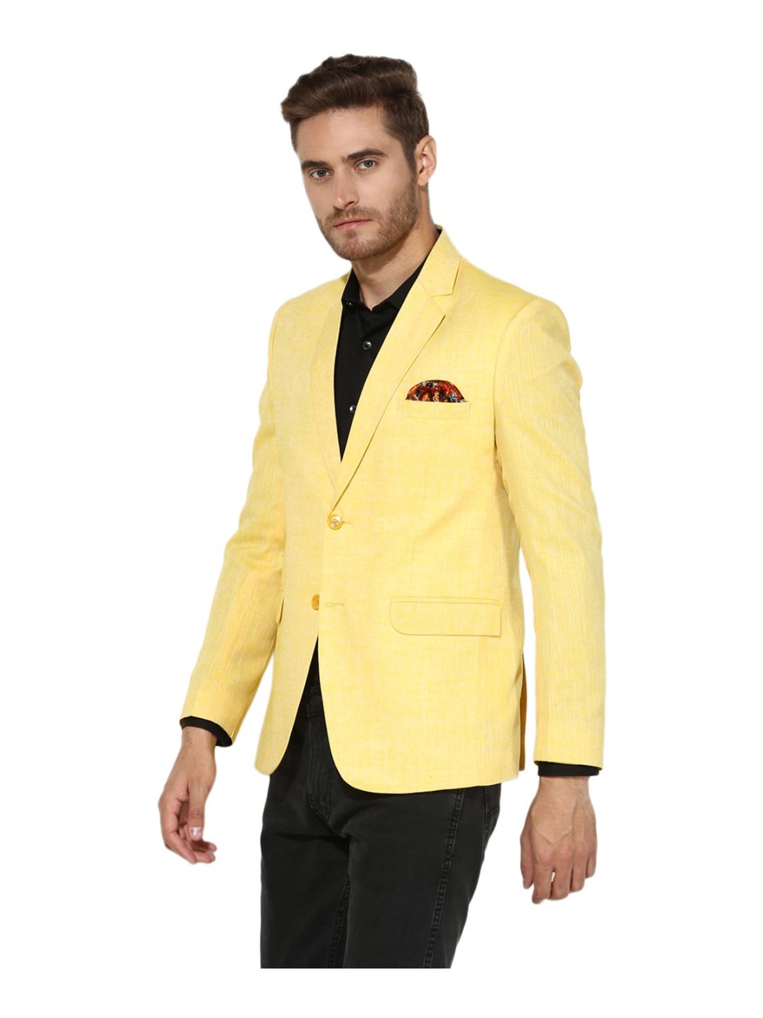 Hang up Yellow Linen Regular Fit Blazer