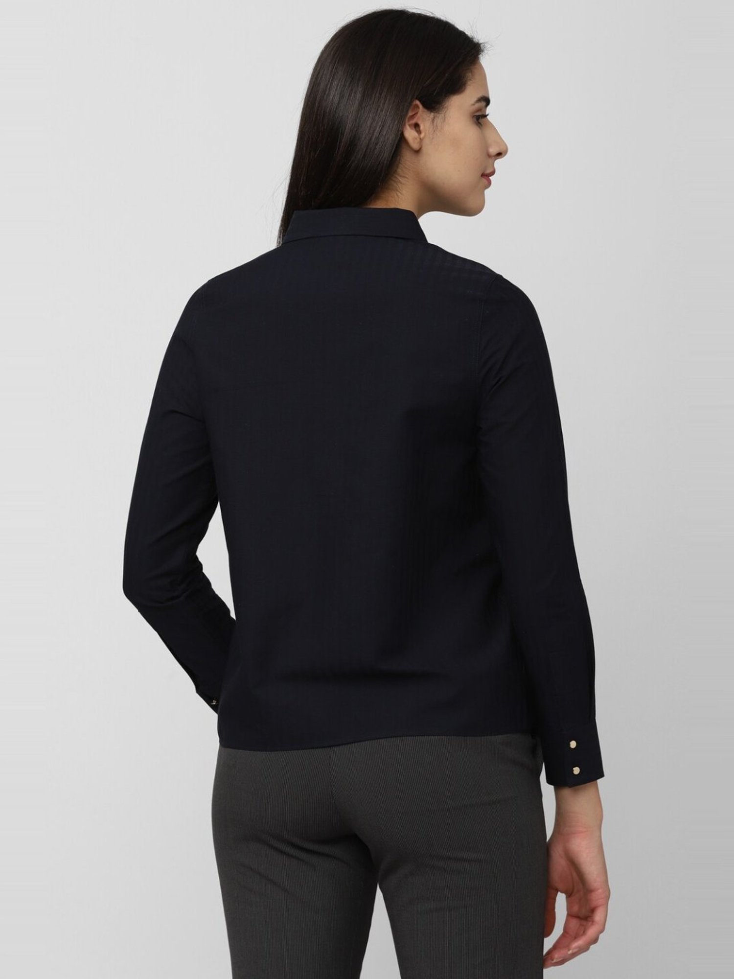 Van Heusen Black Cotton Regular Fit Formal Shirt