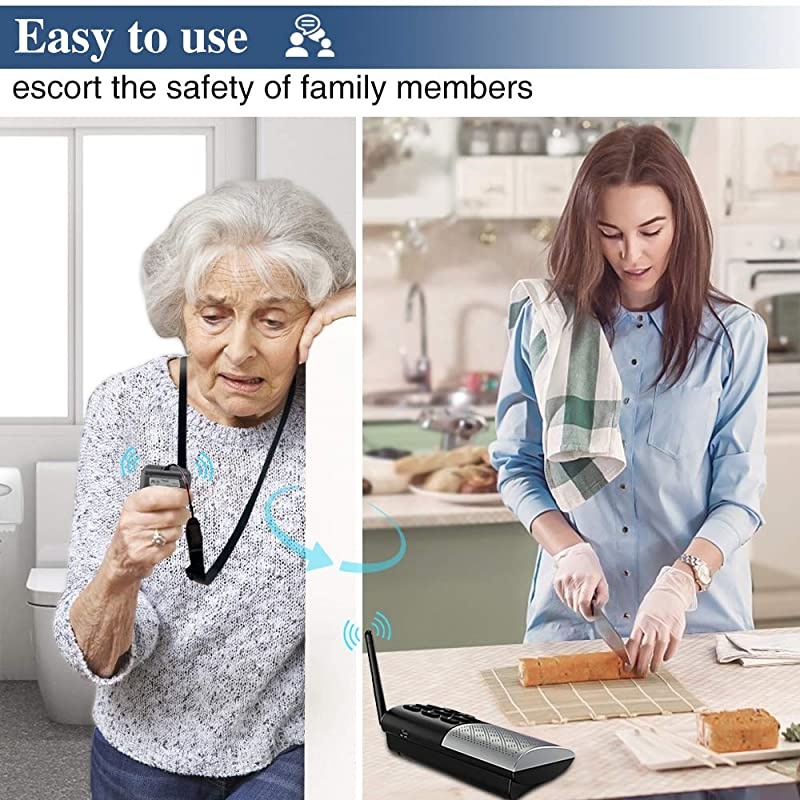 Wireless TwoWay Conversation Caregiver Pager for Elderly Senior Patient Personal Alert Alarm Nurse Call Button for Home Safety Alert System