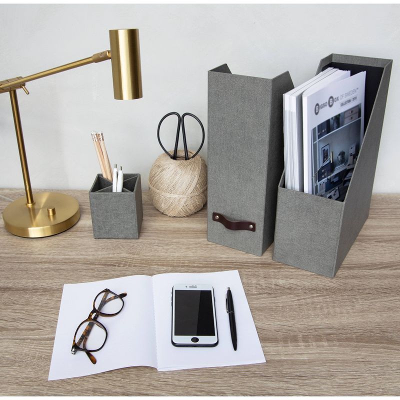 Set of 3 Estelle Canvas Magazine File Gray - Bigso Box of Sweden