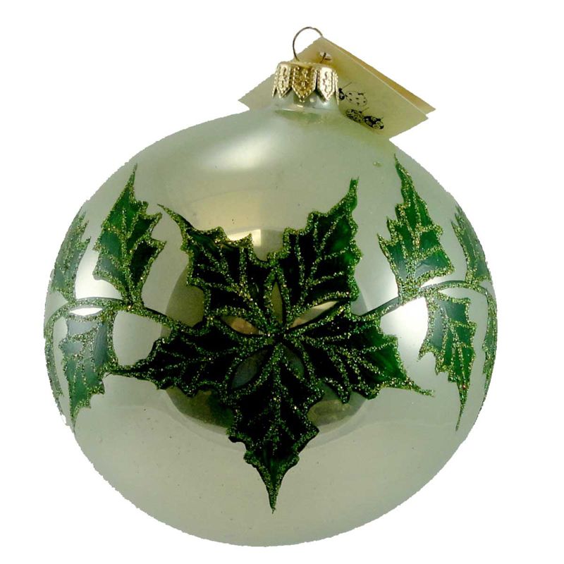 Christina's World 4.5" Holly Vine Santa Ornament Ball  -  Tree Ornaments