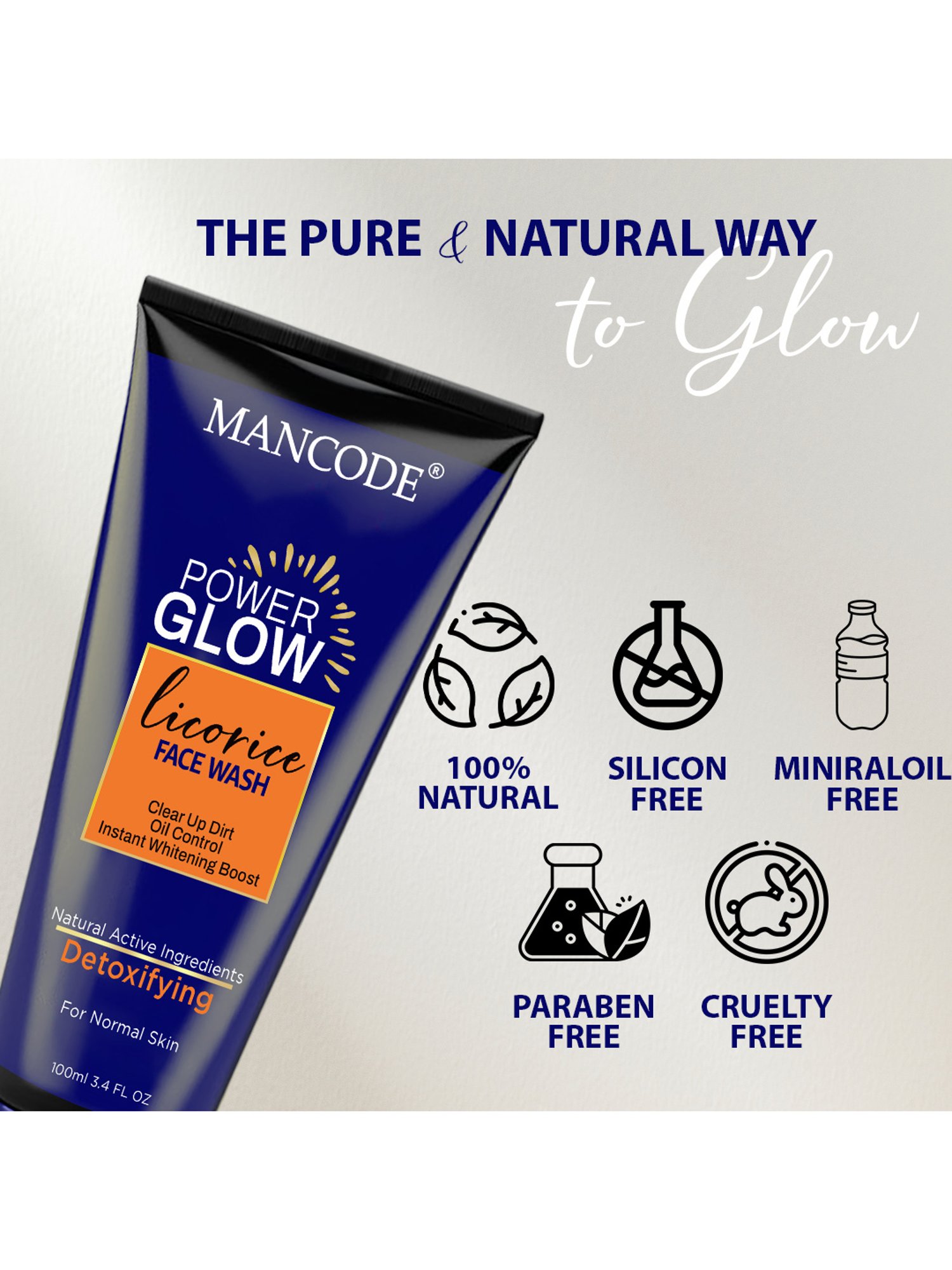 Mancode Power Glow with Licorice Face Wash for Men - 100 ml