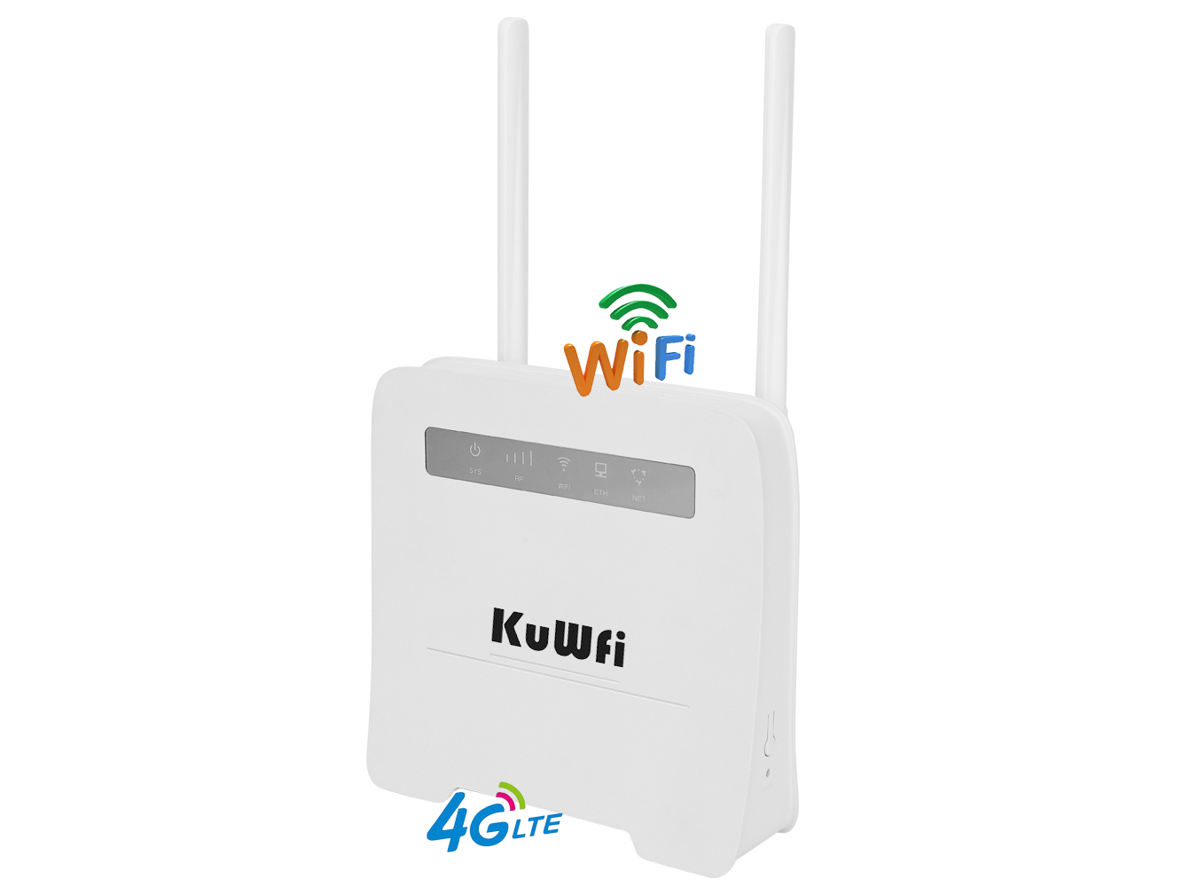 KuWFi 4G LTE WiFi Router Unlocked Wireless CPE Routers with SIM Card Slot LAN Port Support 4G to Wired Network up to 32 Users Devices Work for Caribbean/Europe/Asia/Middle East/Africa