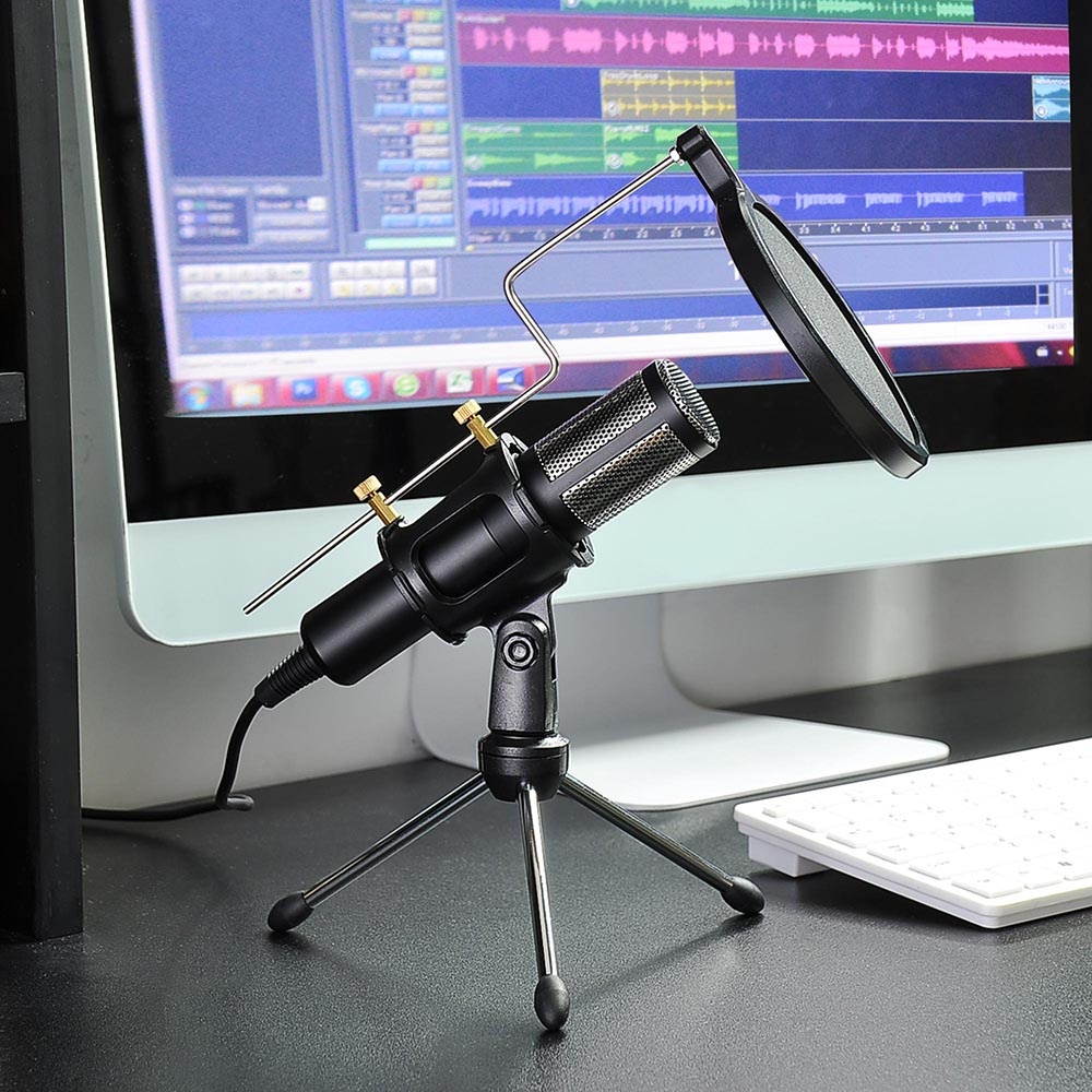 Condenser USB Microphone w/ Tripod Stand for Game Chat Studio Recording Laptop Computer