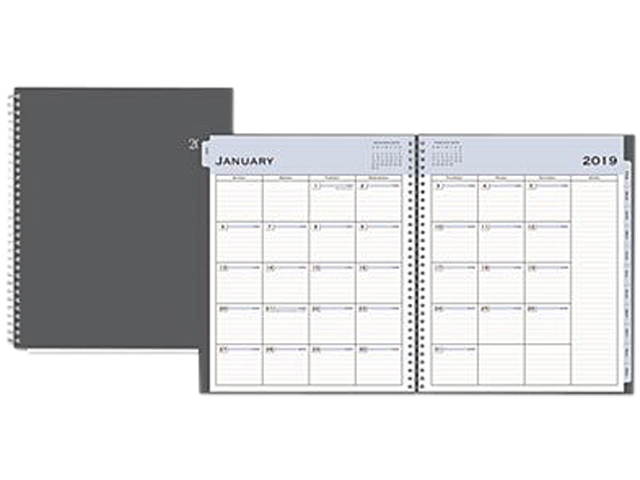 Passages Monthly Wirebound Planner, 10 x 8, Charcoal, 2021 100011