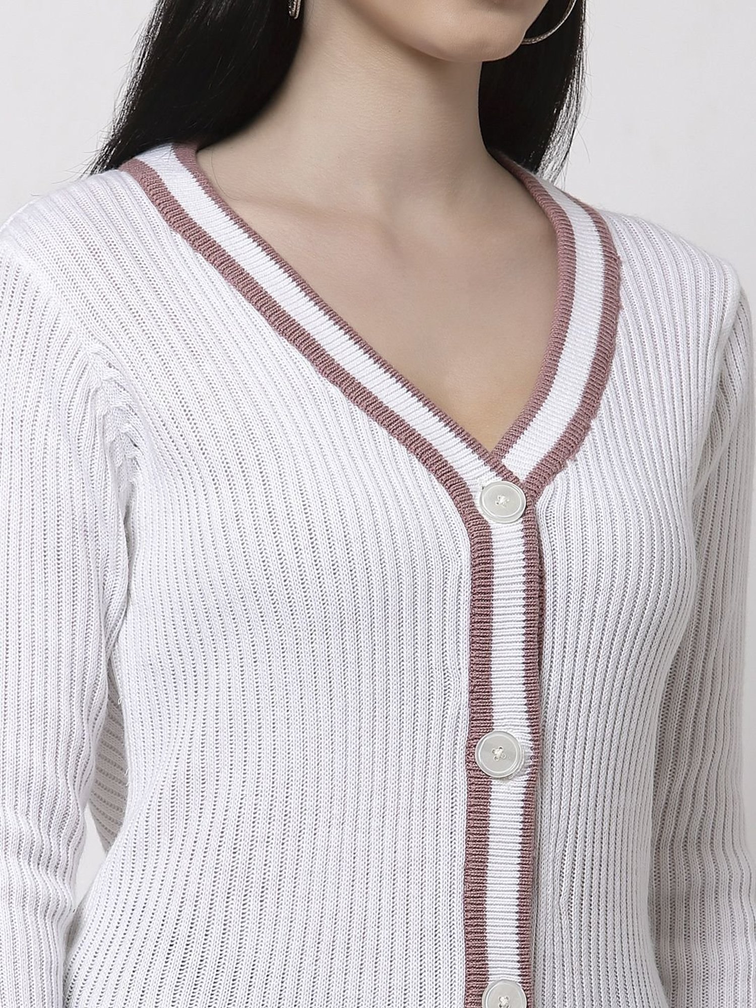 Club York White Regular Fit Cardigan