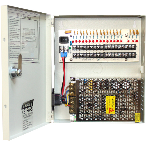 GW 12V 18 Ports 20 Amp Security Camera Power Box PTC Fuse Protection for Circuit Short & High Voltage Surveillance CCTV Power Supply - Powerful Support Any 16 Channel Security Camera Systems