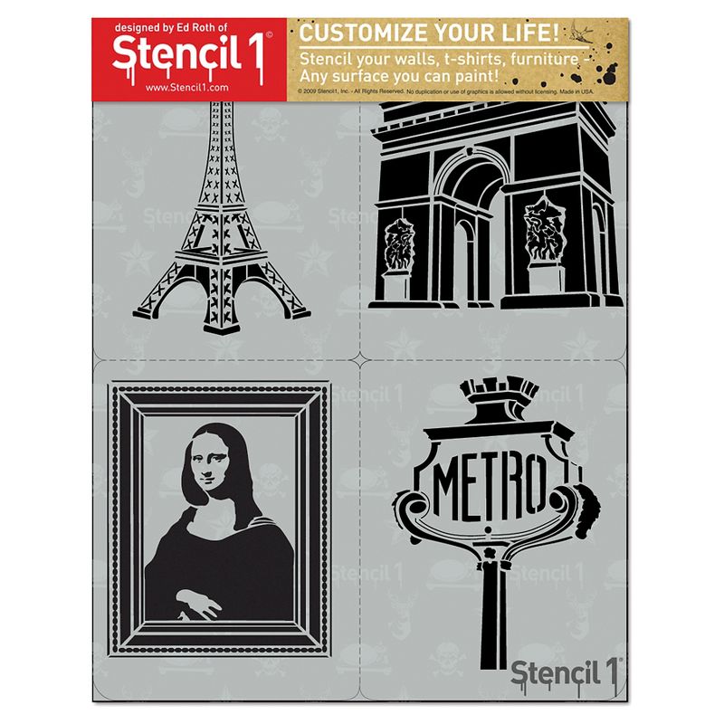 Stencil1 Paris Multipack 4ct - Stencil 8.5" x 11"