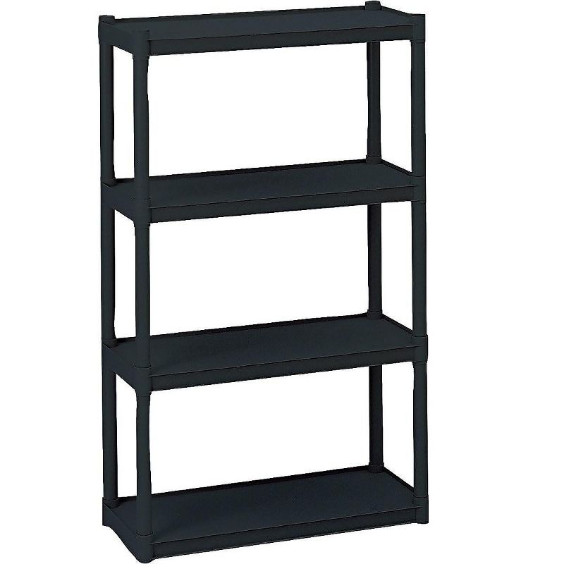 Iceberg Rough N Ready Four-Shelf Open Storage System Resin 32w x 13d x 54h Black 20841