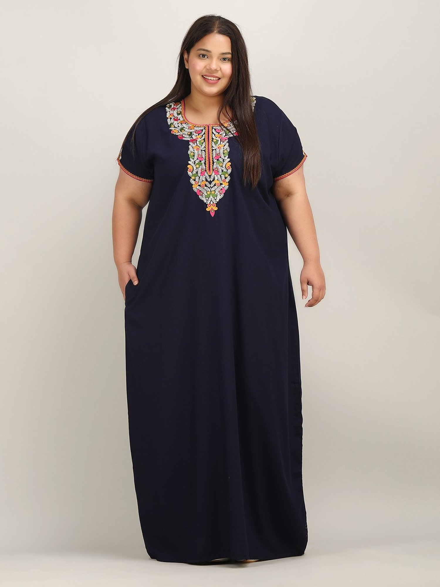 KOI SLEEPWEAR Navy Embroidered Night Gown