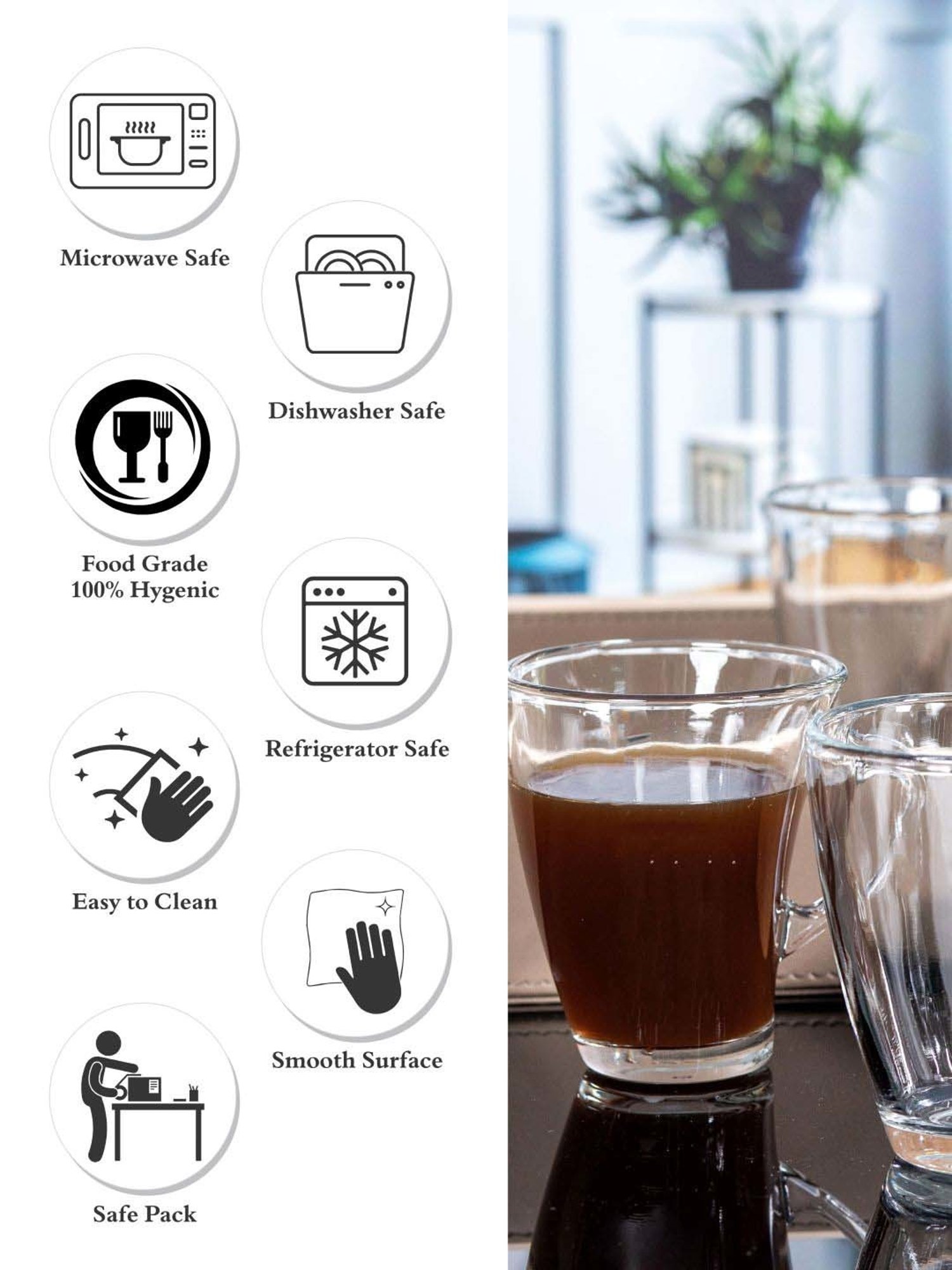 ROXX Delta Transparent Glass Coffee Mug (0.165 L) - Set of 12