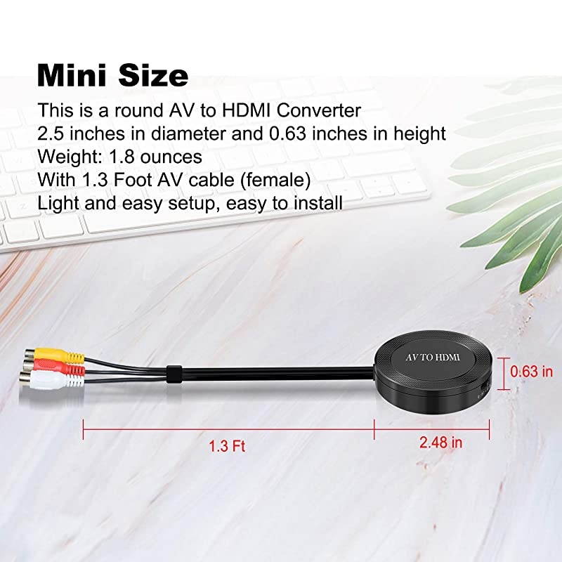 to HDMI Converter Composite to HDMI Adapter Support 1080P PALNTSC Compatible with WII WII U PS one PS2 PS3 STB Xbox VHS VCR BlueRay DVD