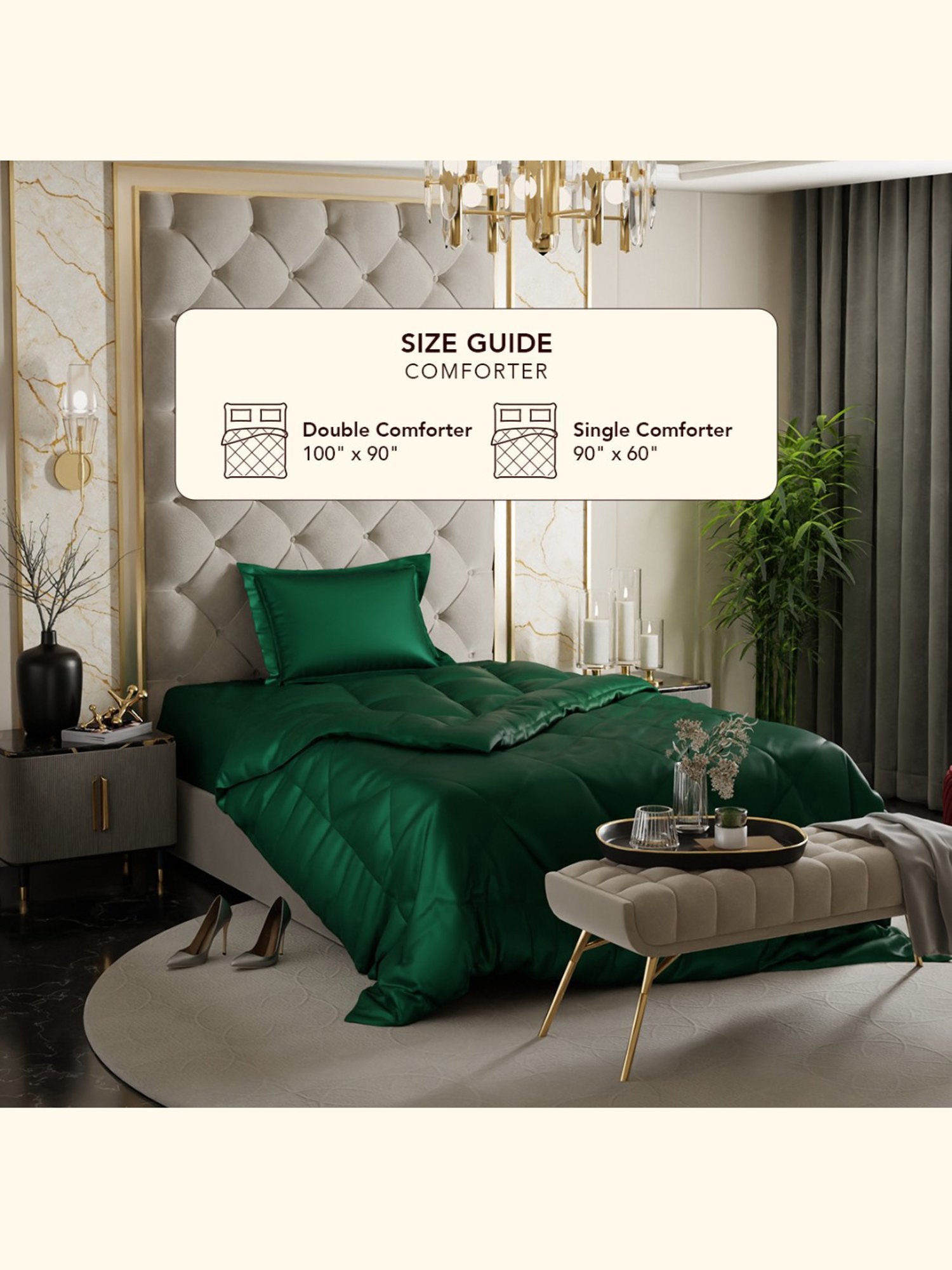 Stoa Paris Date Night Green Polyester 150 GSM Single-Sized Comforter - Set of 1