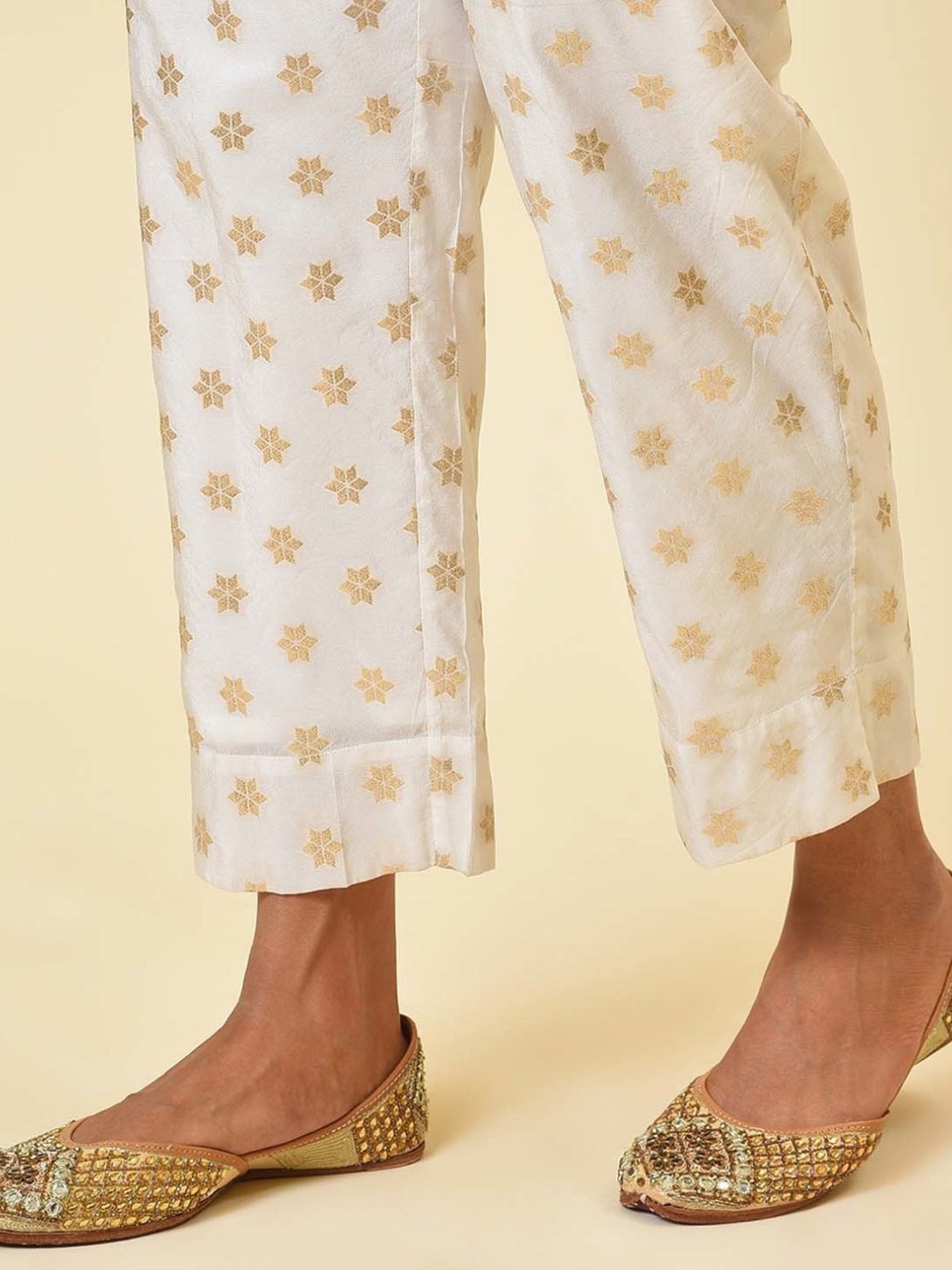 Nuhh Off White & Gold Kurta with Pant & Dupatta Set