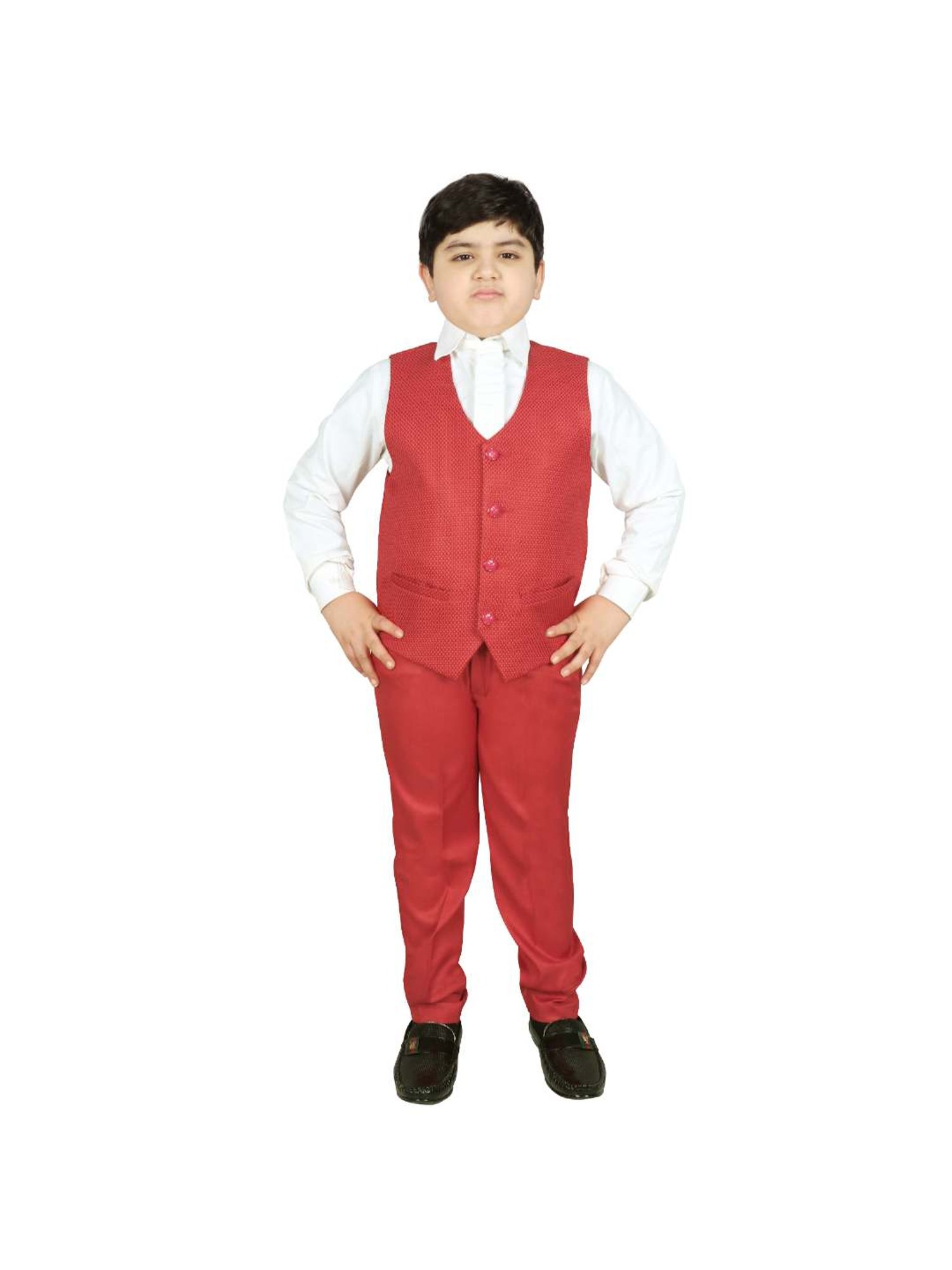 SG Yuvraj Kids Maroon Solid Shirt, Coat, Jacket with Pants