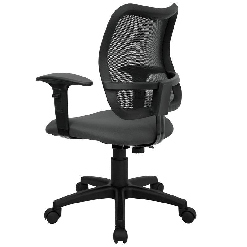Mid-Back Gray Mesh Swivel Task Chair with Adjustable Arms