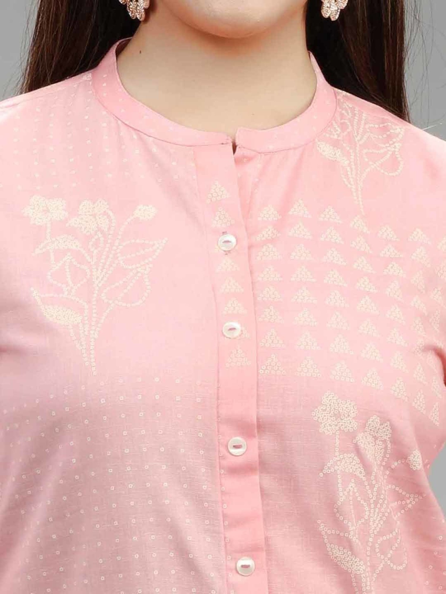 Cotton Culture Baby Pink Embroidered Straight Kurta