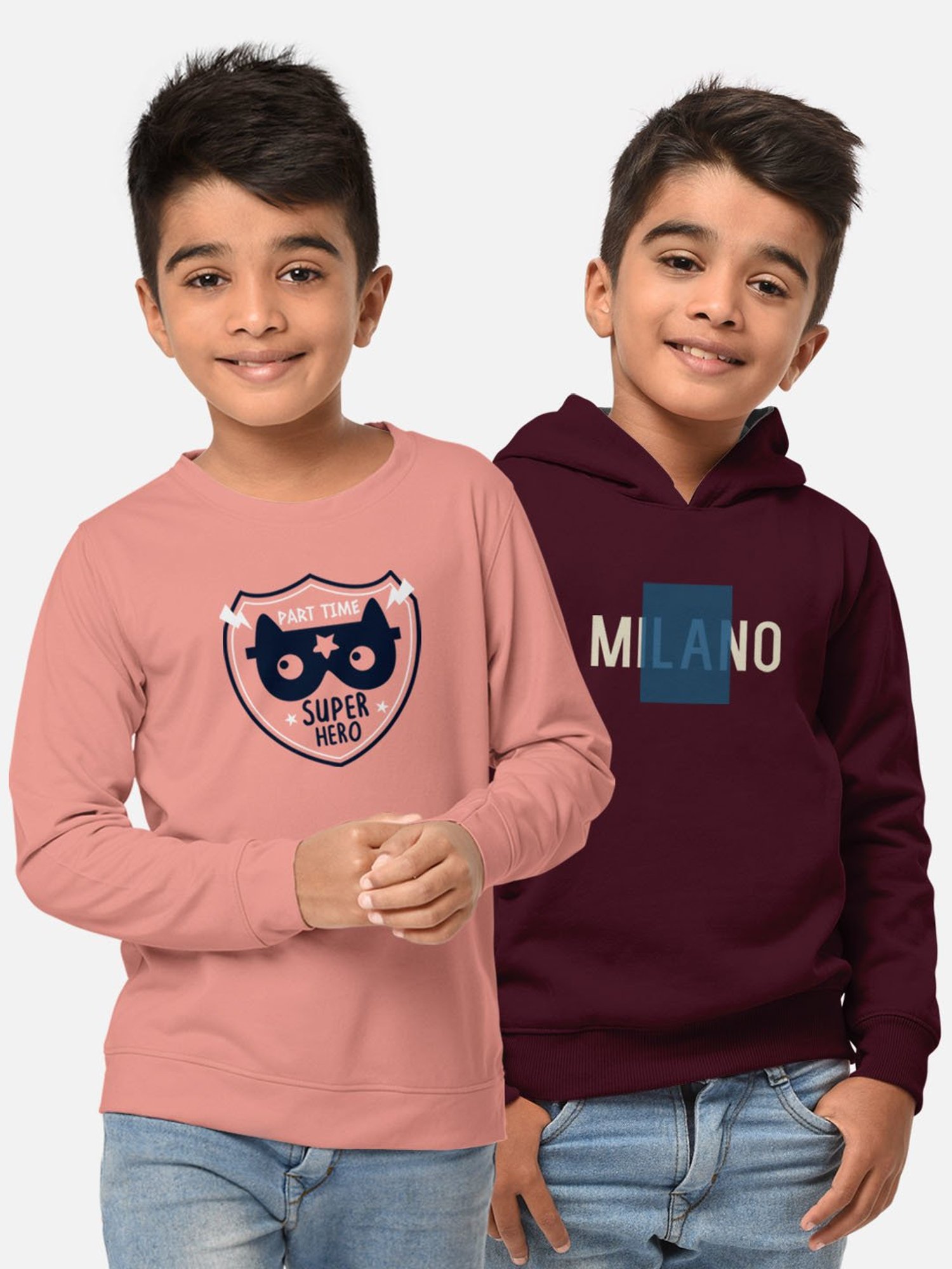 HELLCAT Pink & Wine Printed Full Sleeves T-Shirt (Pack Of 2)