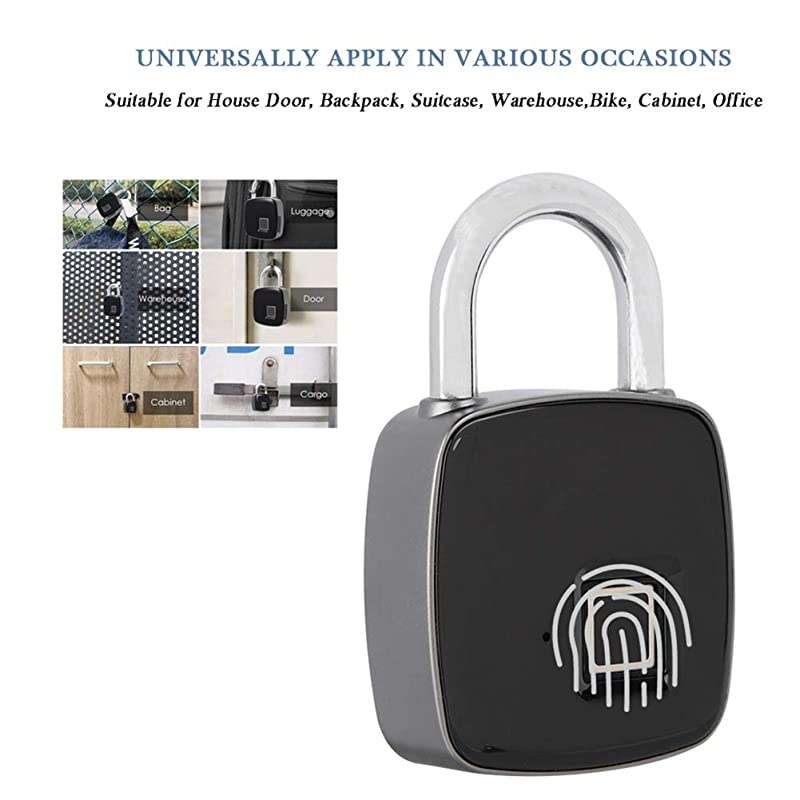 Padlock, Smart Digital Keyless Door Lock Waterproof Security Anti-Theft Travel Padlock for Door Suitcase Bike Black