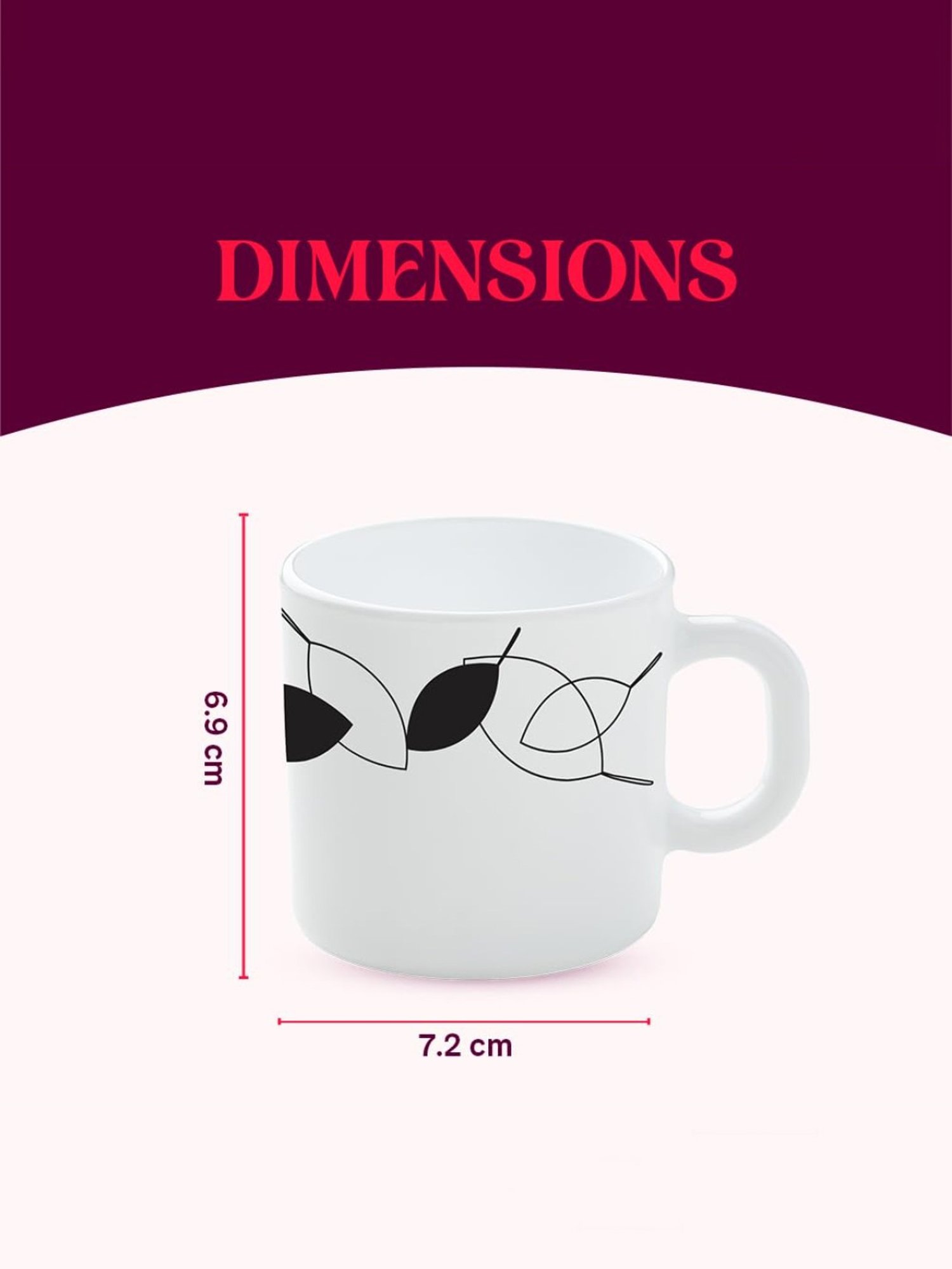 Larah by Borosil White Ceramic Tea & Coffee Mug - Set fo 6 180ml