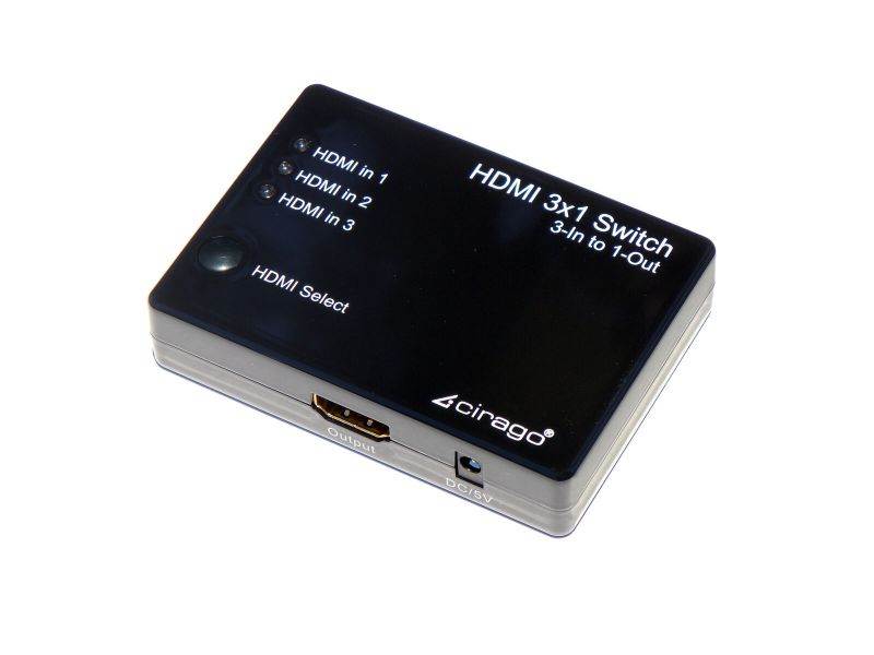 Cirago HDMI 3x1 Switch (3-In to 1-Out) HDMSWITCH3X1