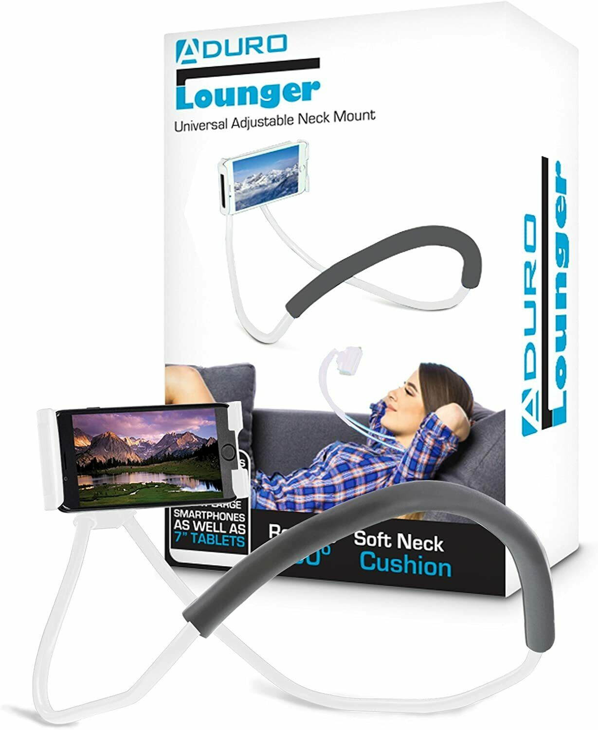 Aduro Lounger Cell Phone Mount Holder for Neck, Universal Smartphone Lazy Stand