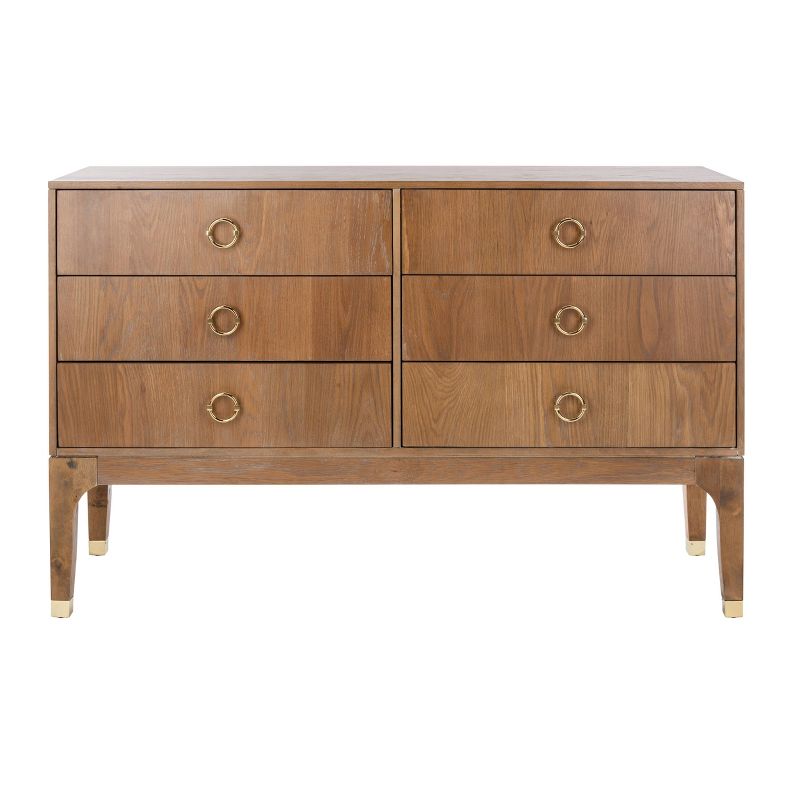 Lorna 6 Drawer Contemporary Dresser Rustic Oak - Safavieh